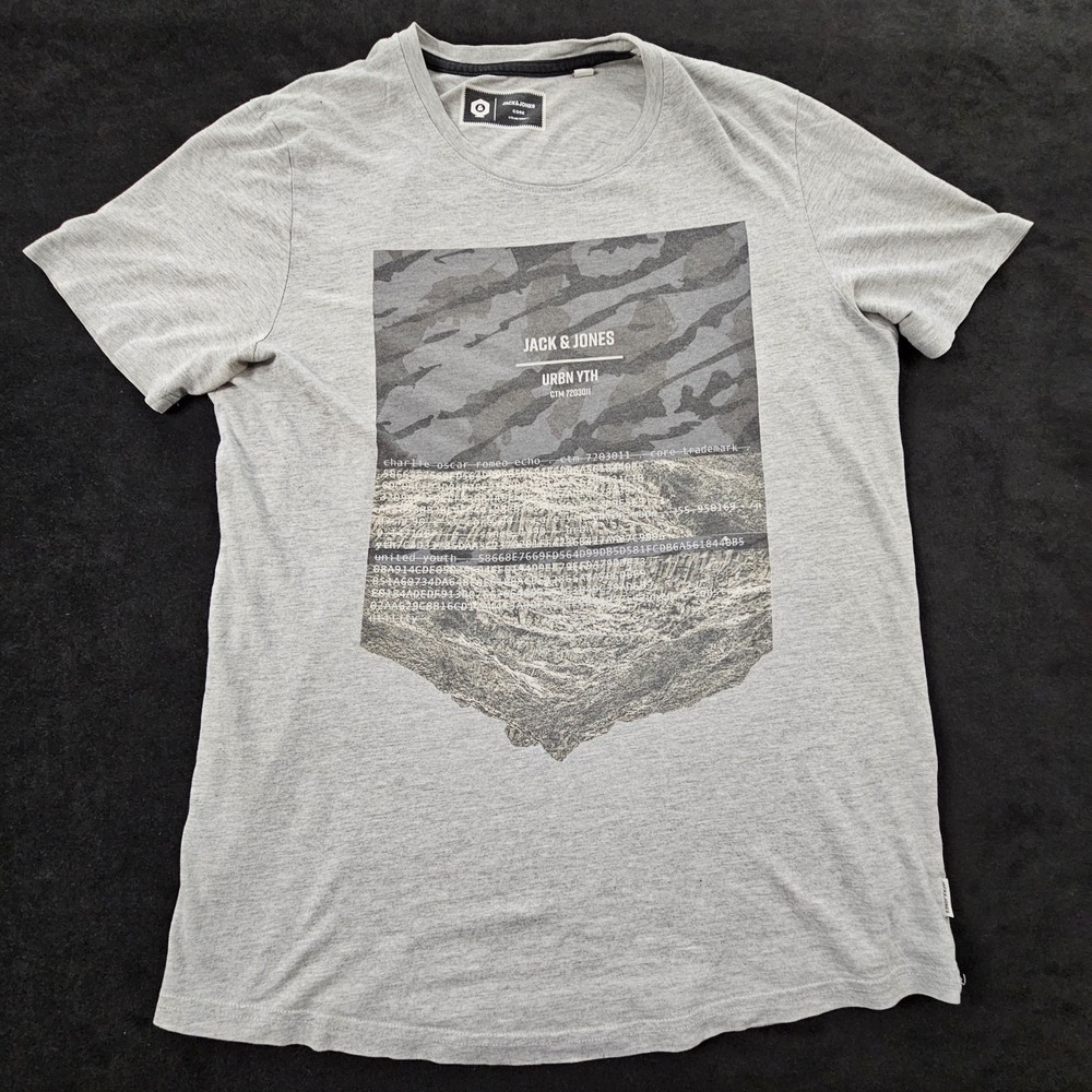 Jack & Jones URBN YTH Gray Short Sleeve Graphic Print T-Shirt Men's‎ L